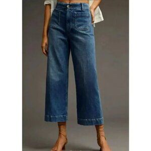 Anthropologie Pilcro The Skipper Crop Wide Leg Patch Pocket Jeans Size 26